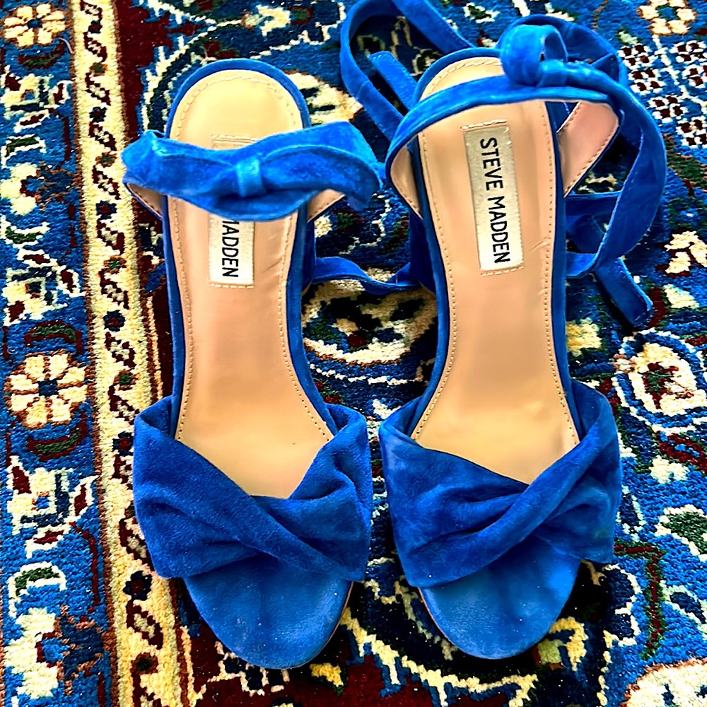 Steve Madden Clary Blue lace up Strappy look - Picture 2 of 4